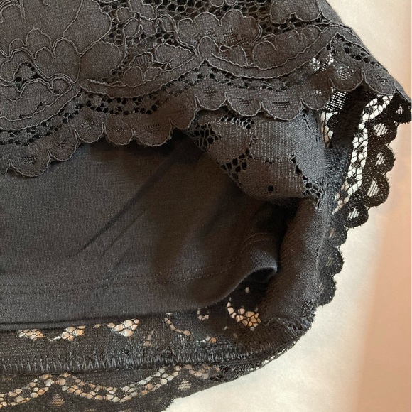 H&M Black Lace Bodycon Deep V-neck Mini Dress Long Sleeves (Size 14) - Picture 8 of 16